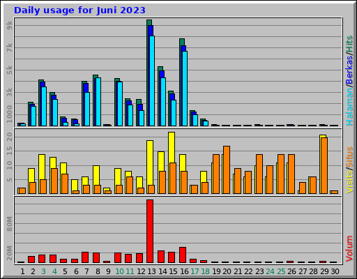Daily usage for Juni 2023